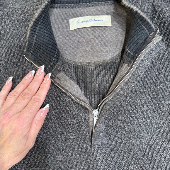 Tommy Bahama Charcoal Zip-Up Sweater - Picture 9 of 12